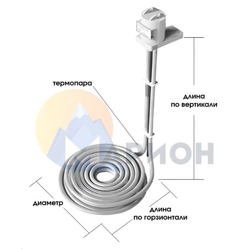 ТЭН фторопластовый, PTFE оболочка, модель HXFL, 5000 Вт, 220 В, 460 мм, D 305 мм